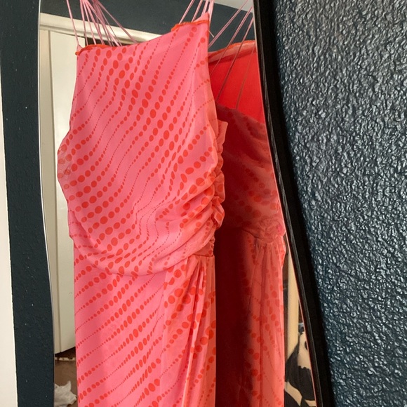 Urban outfitters  lined sheer midi strappy Barbie pink dress - Picture 4 of 9